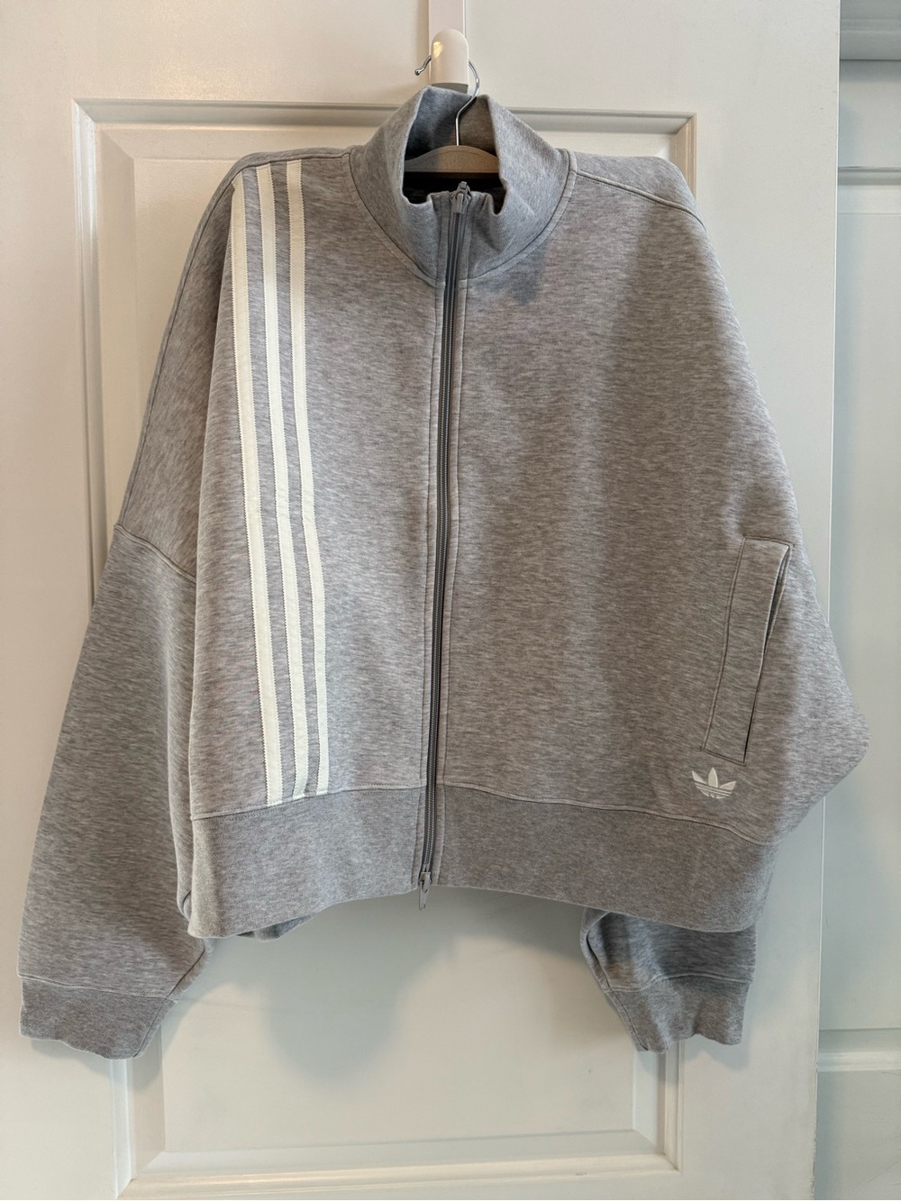 NWT Adidas Women’s 3-Stripes Grey Zip Up Track Top Jacket Size XL